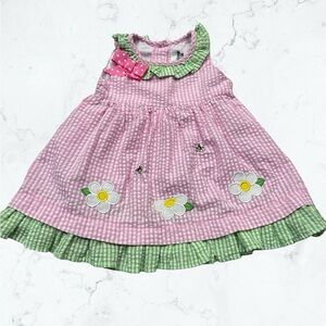 Rare Editions Pink and Green Dress with Floral Details